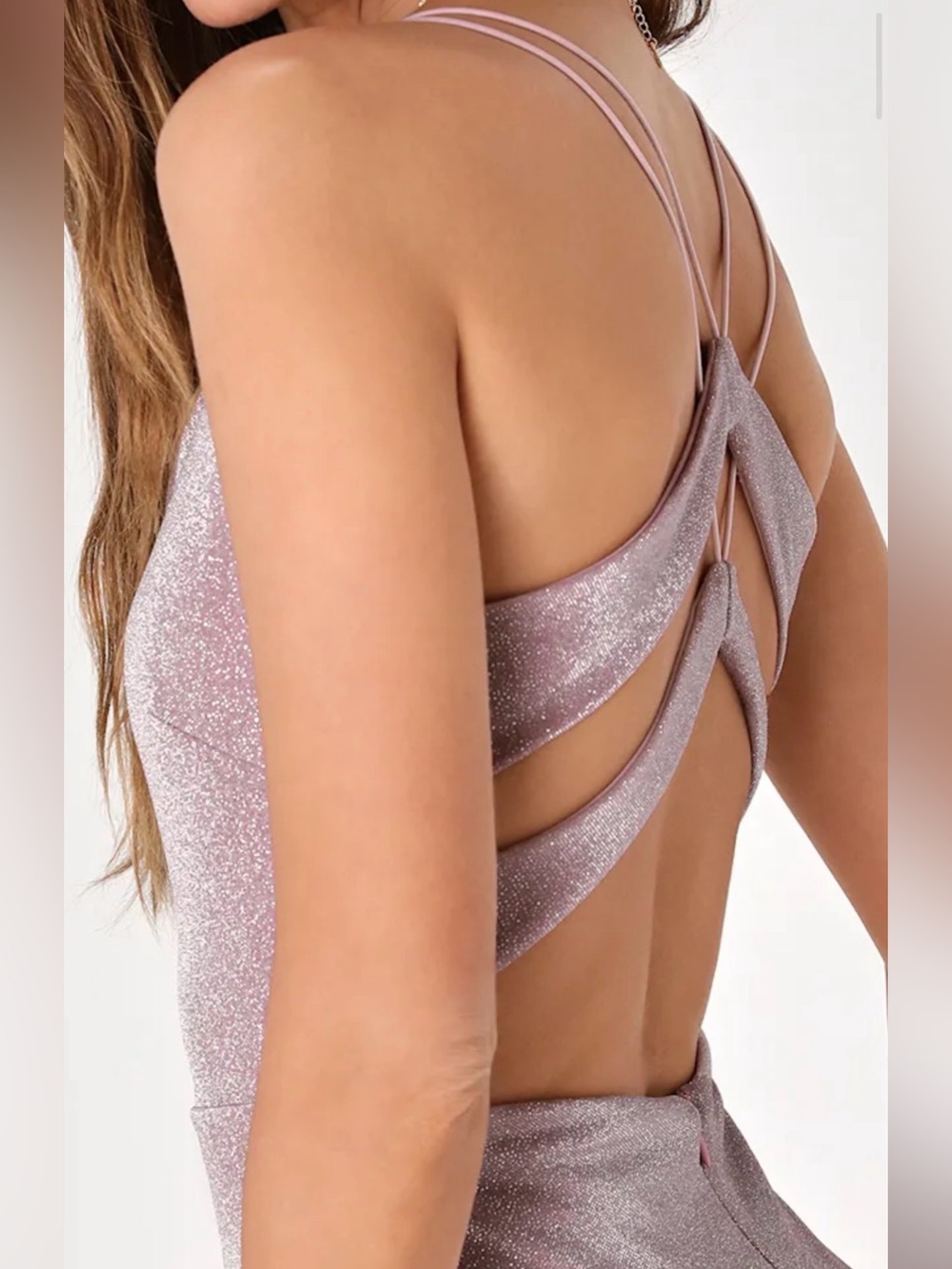 Lulu's Dusty Rose Shimmery Dress, M ๐ฆ - Picture 2 of 5